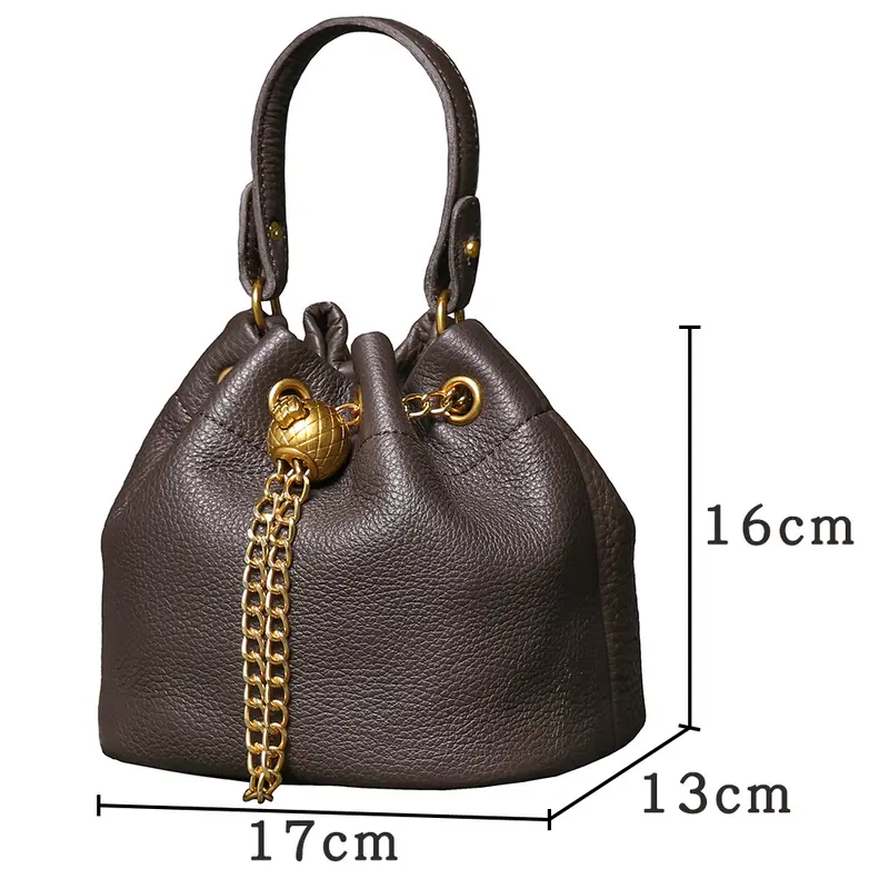 Ladies' First-Layer Cowhide Bucket Bag