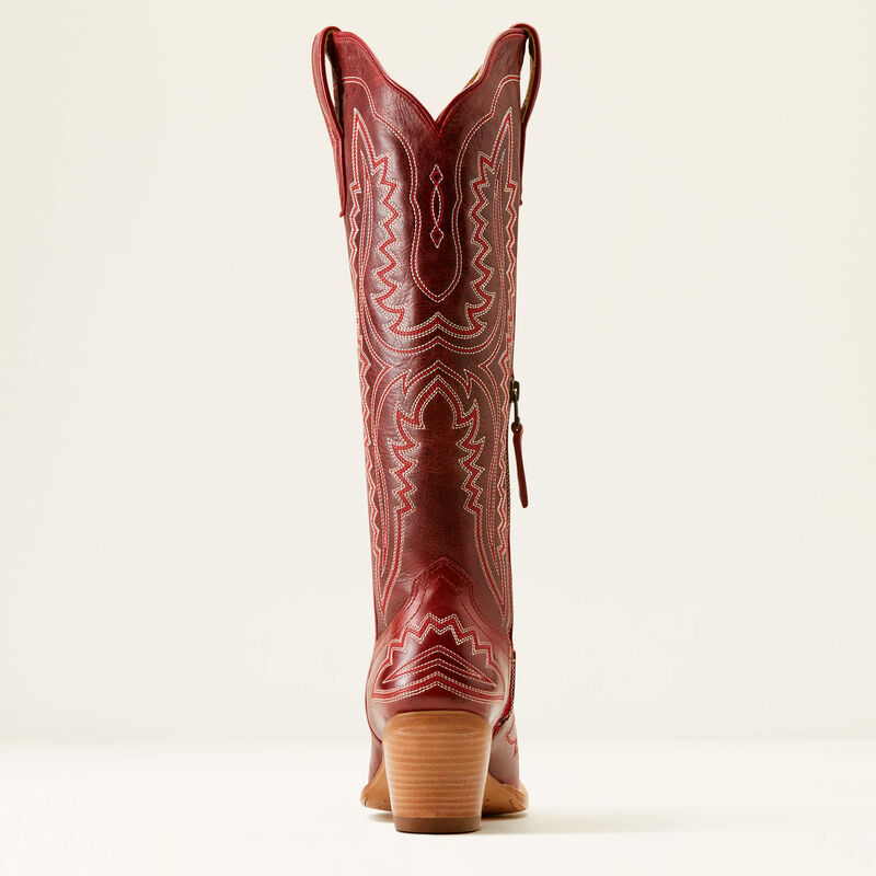 Burgundy Embroidered Western Cowgirl Boots