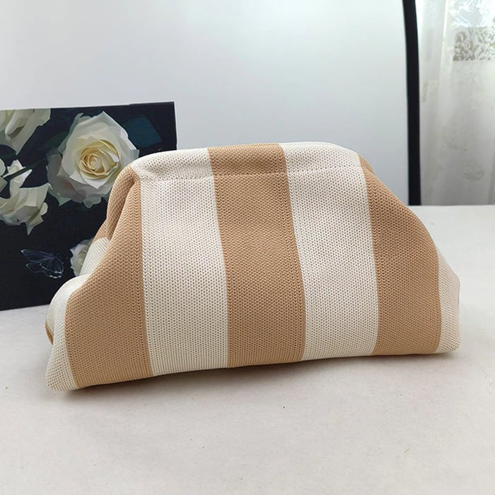 Clip-Top Striped Cloud Handbag