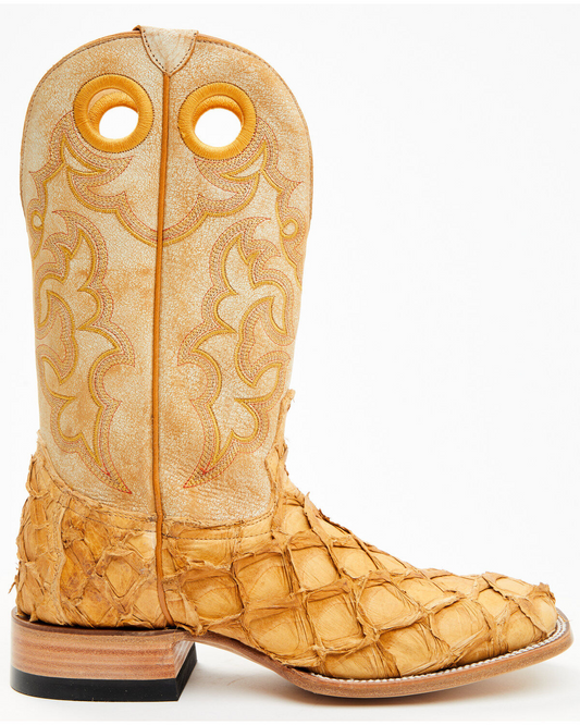 Cody James Yellow Exotic Pirarucu Boots - Square Toe
