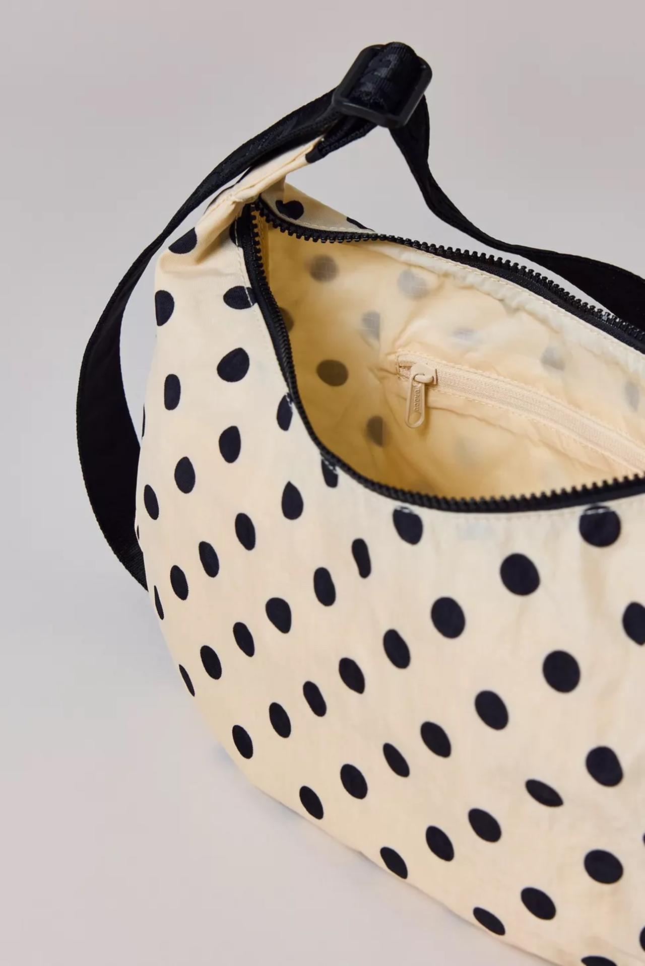 Polka Dots Bowler Bag Cream With Black Polka Dots