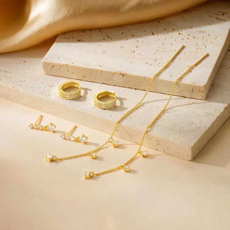 3 Layered Chain Earrings