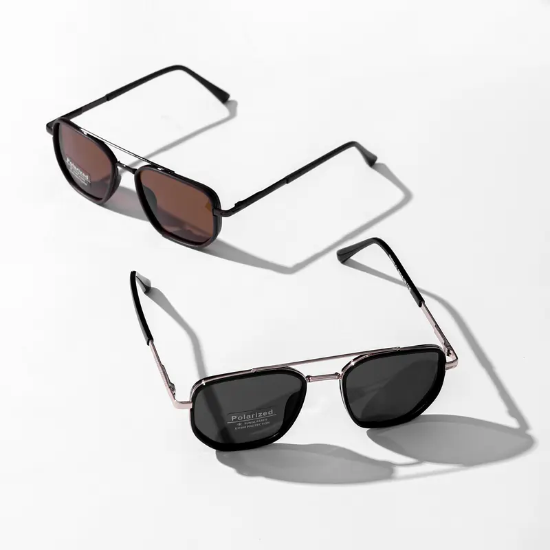 Geometric Frame Double Beam Sunglasses