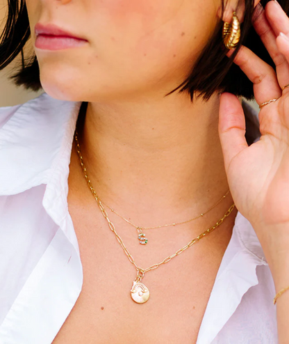 Gold Gemstone Letter Charm