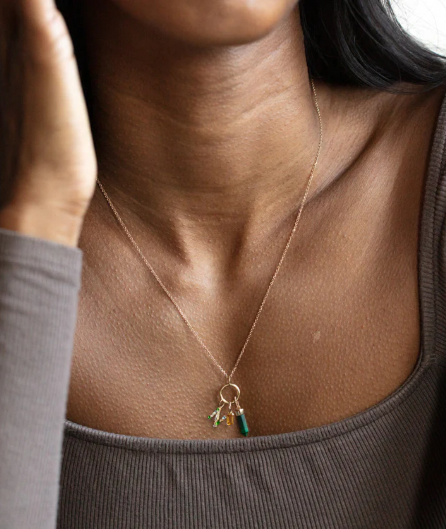 Gold Gemstone Letter Charm