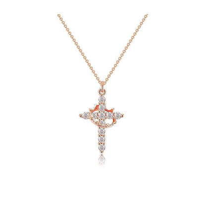 Modern Crowned in Faith Cross Necklace, Earrings