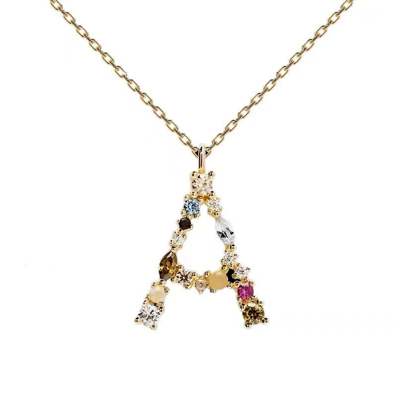 Colored Diamond Letter Necklace