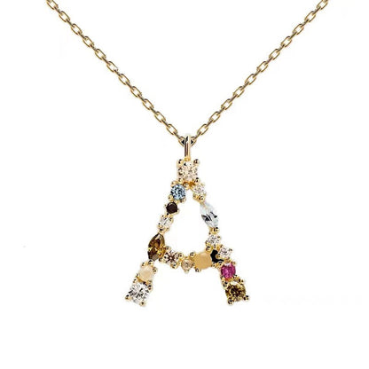 Colored Diamond Letter Necklace
