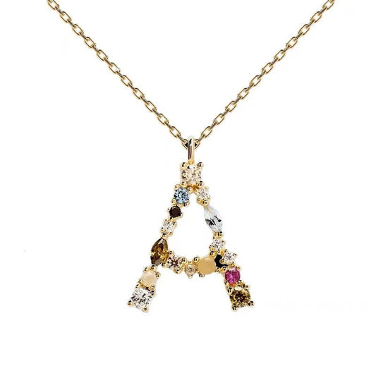 Colored Diamond Letter Necklace