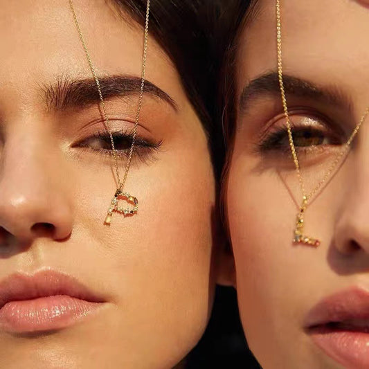 Colored Diamond Letter Necklace