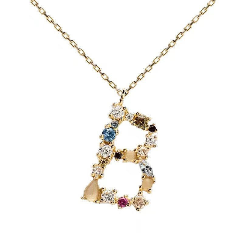 Colored Diamond Letter Necklace