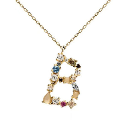 Colored Diamond Letter Necklace
