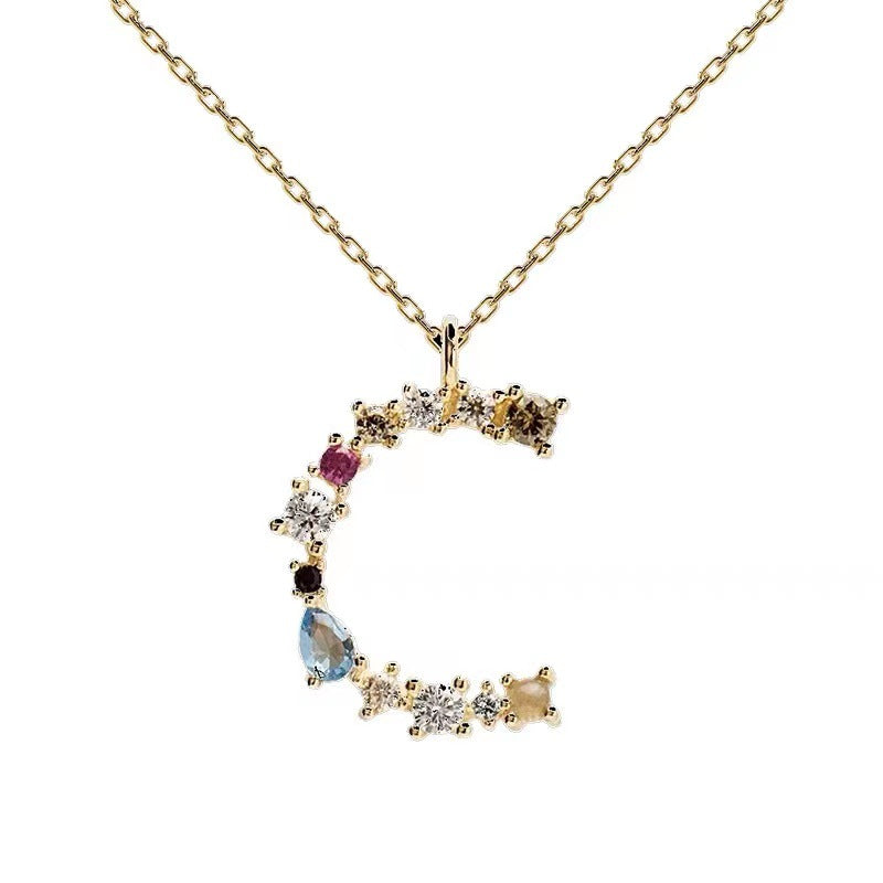 Colored Diamond Letter Necklace