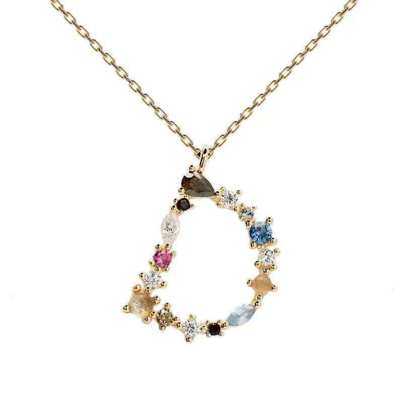 Colored Diamond Letter Necklace