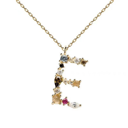 Colored Diamond Letter Necklace