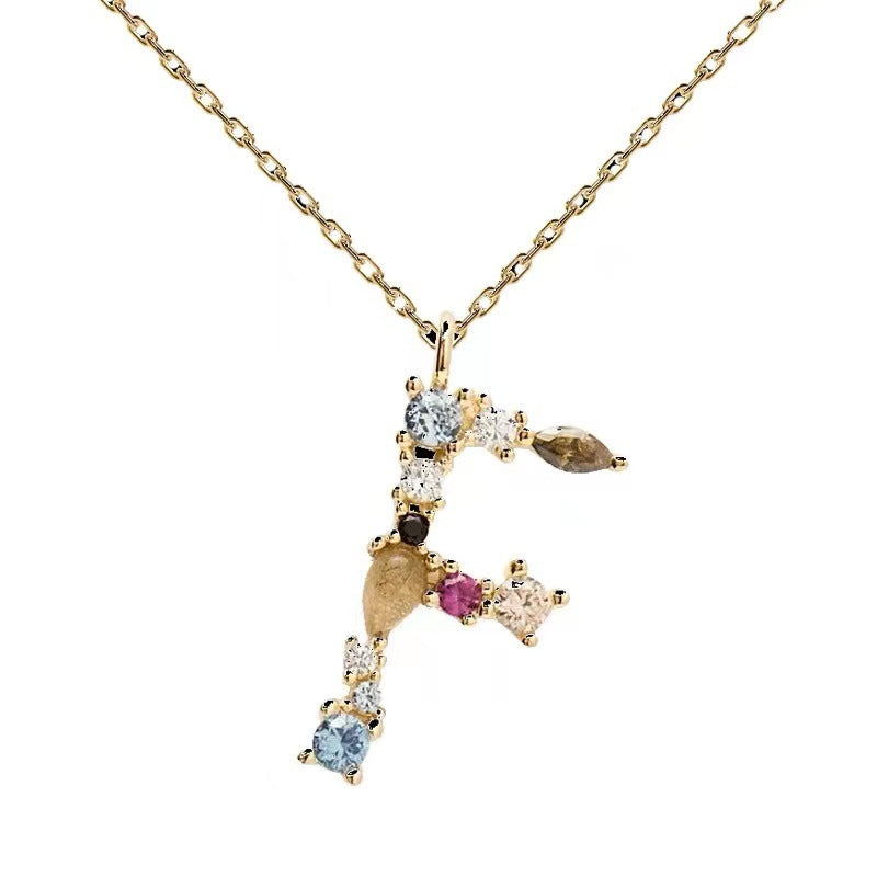 Colored Diamond Letter Necklace