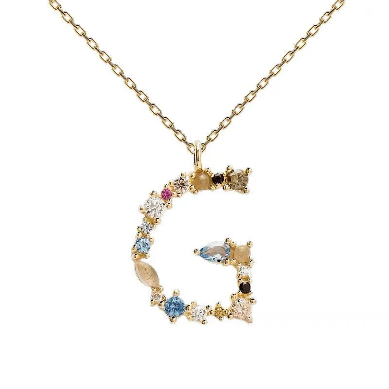 Colored Diamond Letter Necklace