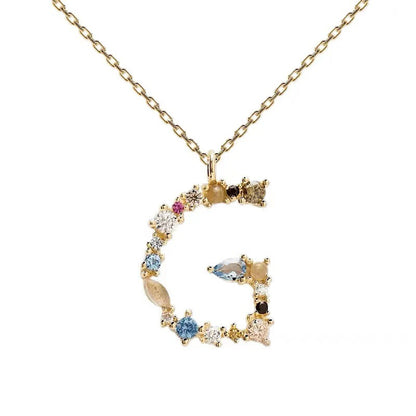Colored Diamond Letter Necklace