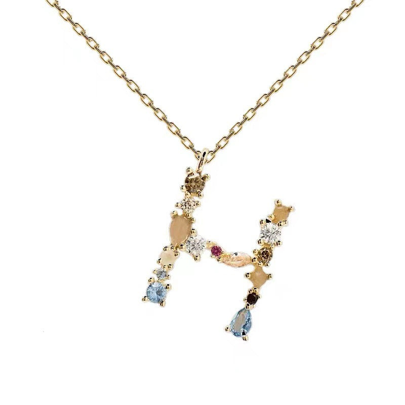 Colored Diamond Letter Necklace