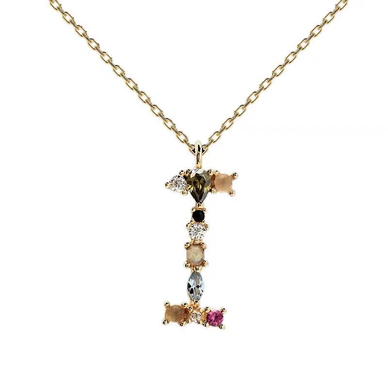 Colored Diamond Letter Necklace