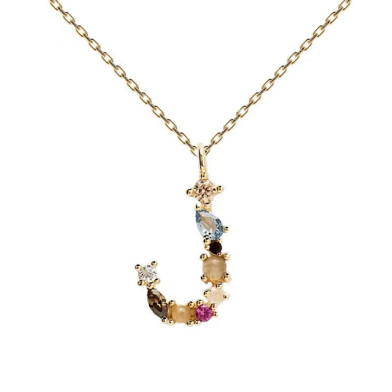 Colored Diamond Letter Necklace