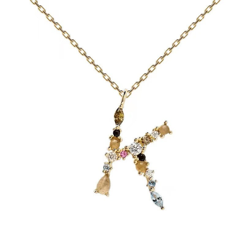 Colored Diamond Letter Necklace