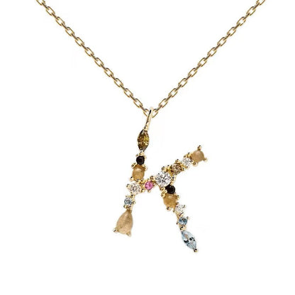 Colored Diamond Letter Necklace