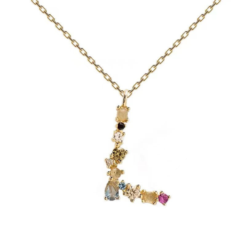 Colored Diamond Letter Necklace