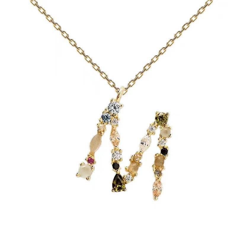 Colored Diamond Letter Necklace