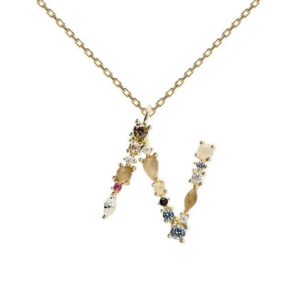 Colored Diamond Letter Necklace