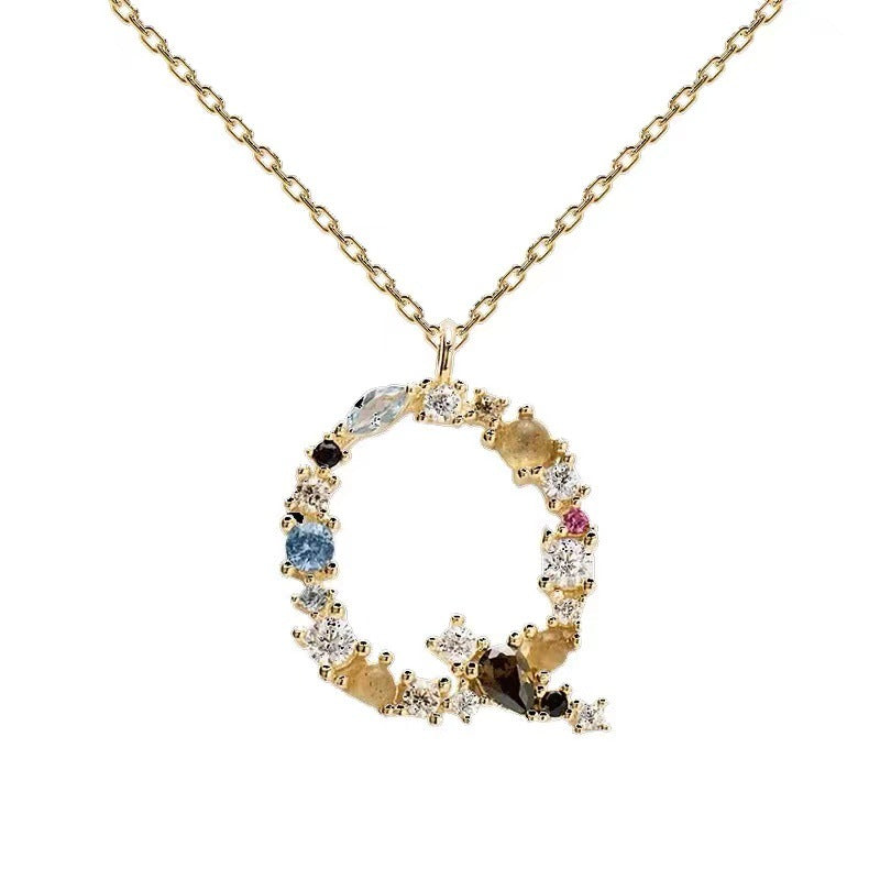 Colored Diamond Letter Necklace