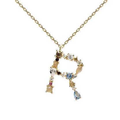 Colored Diamond Letter Necklace
