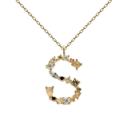 Colored Diamond Letter Necklace