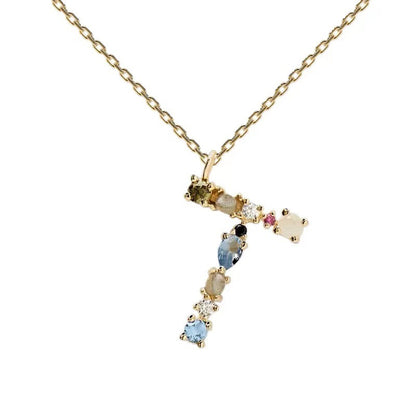 Colored Diamond Letter Necklace