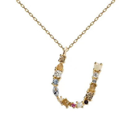 Colored Diamond Letter Necklace