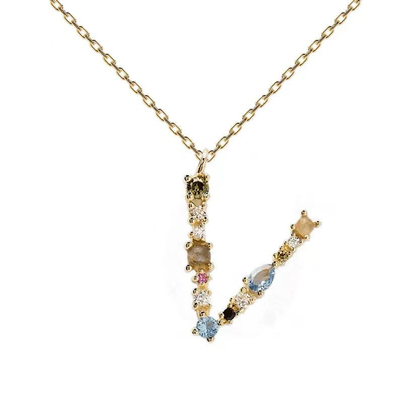 Colored Diamond Letter Necklace