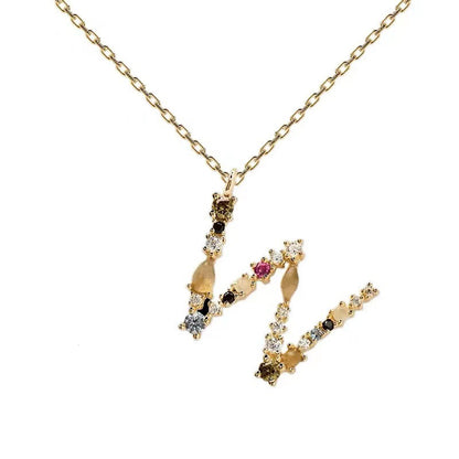 Colored Diamond Letter Necklace