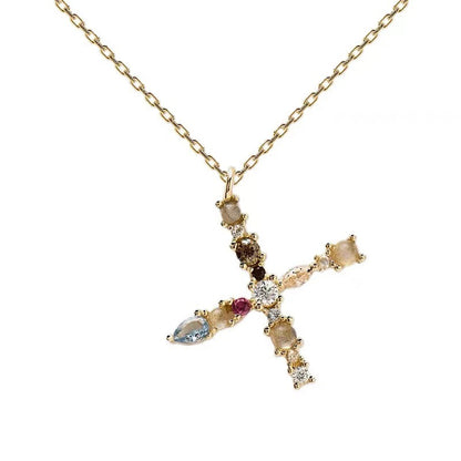 Colored Diamond Letter Necklace