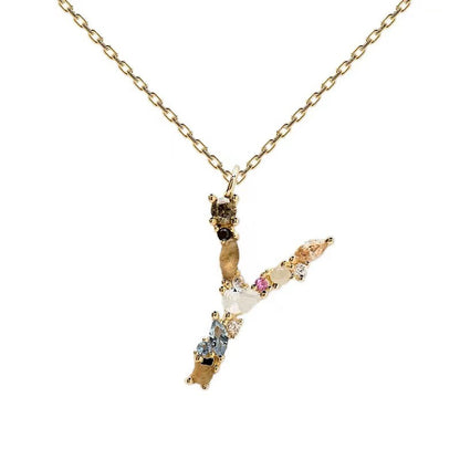 Colored Diamond Letter Necklace