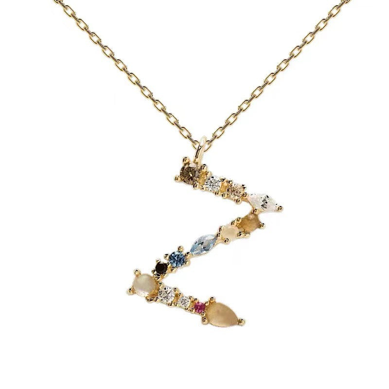 Colored Diamond Letter Necklace