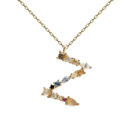 Colored Diamond Letter Necklace