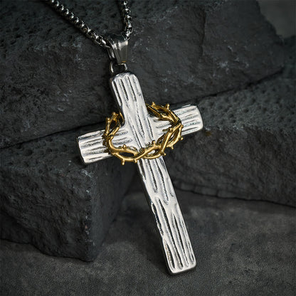 Jesus Crown Of Thorns Cross Sacred Protection Pendant Necklace