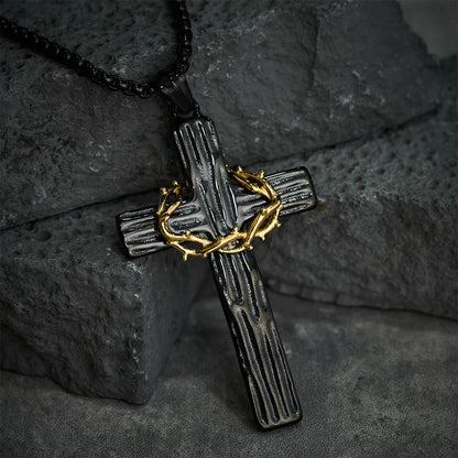 Jesus Crown Of Thorns Cross Sacred Protection Pendant Necklace