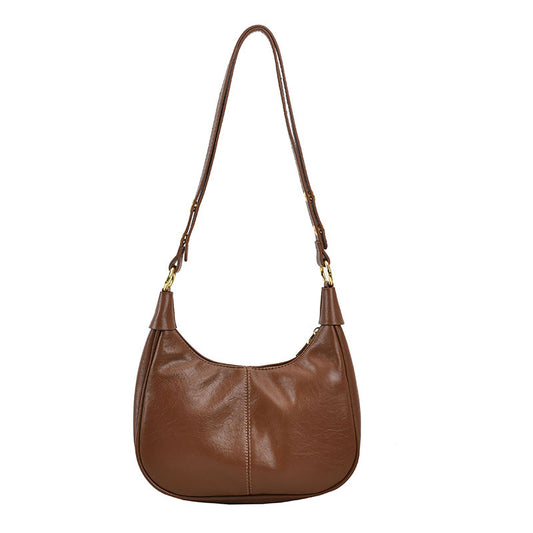 Women's Simple Solid Color Zipper Shoulder Bag
