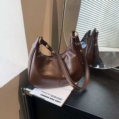 Women's Simple Solid Color Zipper Shoulder Bag