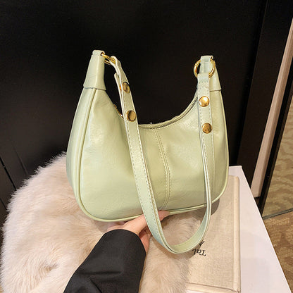 Women's Simple Solid Color Zipper Shoulder Bag