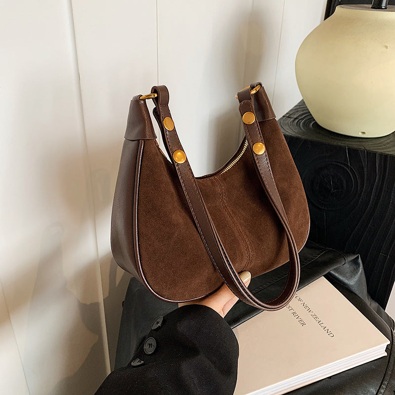 Women's Simple Solid Color Zipper Shoulder Bag