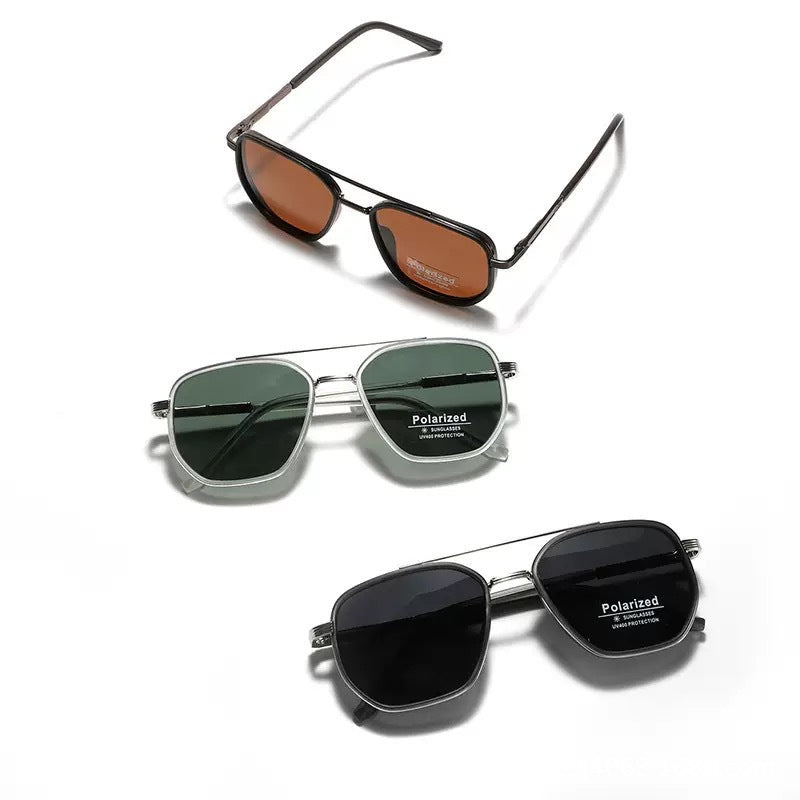 Geometric Frame Double Beam Sunglasses