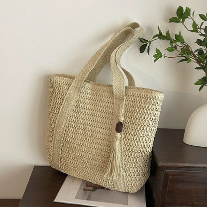 [Summer Limited Edition] Buy Bag Get Hat FREE! Women's Handmade Straw Tote Bag + Sun Hat Set