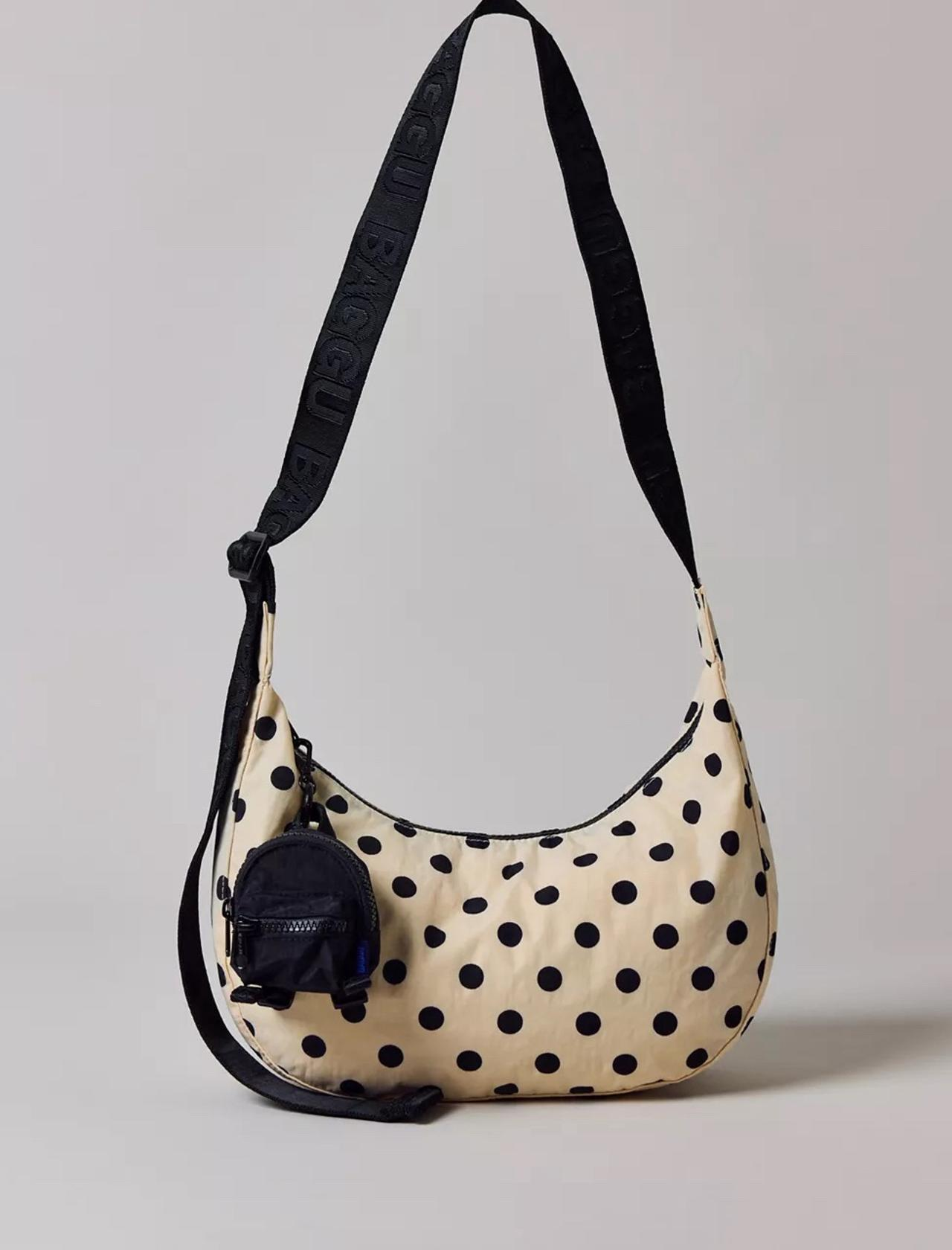 Polka Dots Bowler Bag Cream With Black Polka Dots